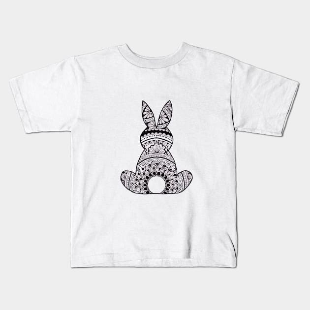 Bunny Rabbit Mandala Kids T-Shirt by Mandala & Me